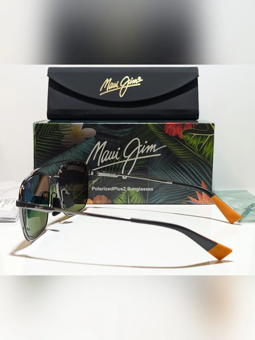 NEW Maui Jim Piwai Asian Fit Ruthenium Polarized Hawaii Lava Sunglasses RM645-17